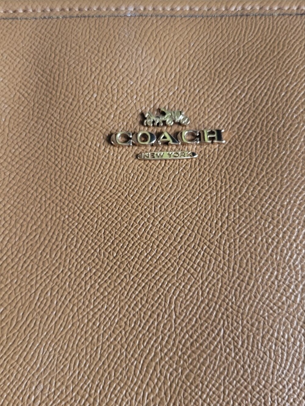 Like New Coach Caramel Tan Leather Tote Shoulder Bag F58846 Crossgrain Zip Top - Picture 7 of 10